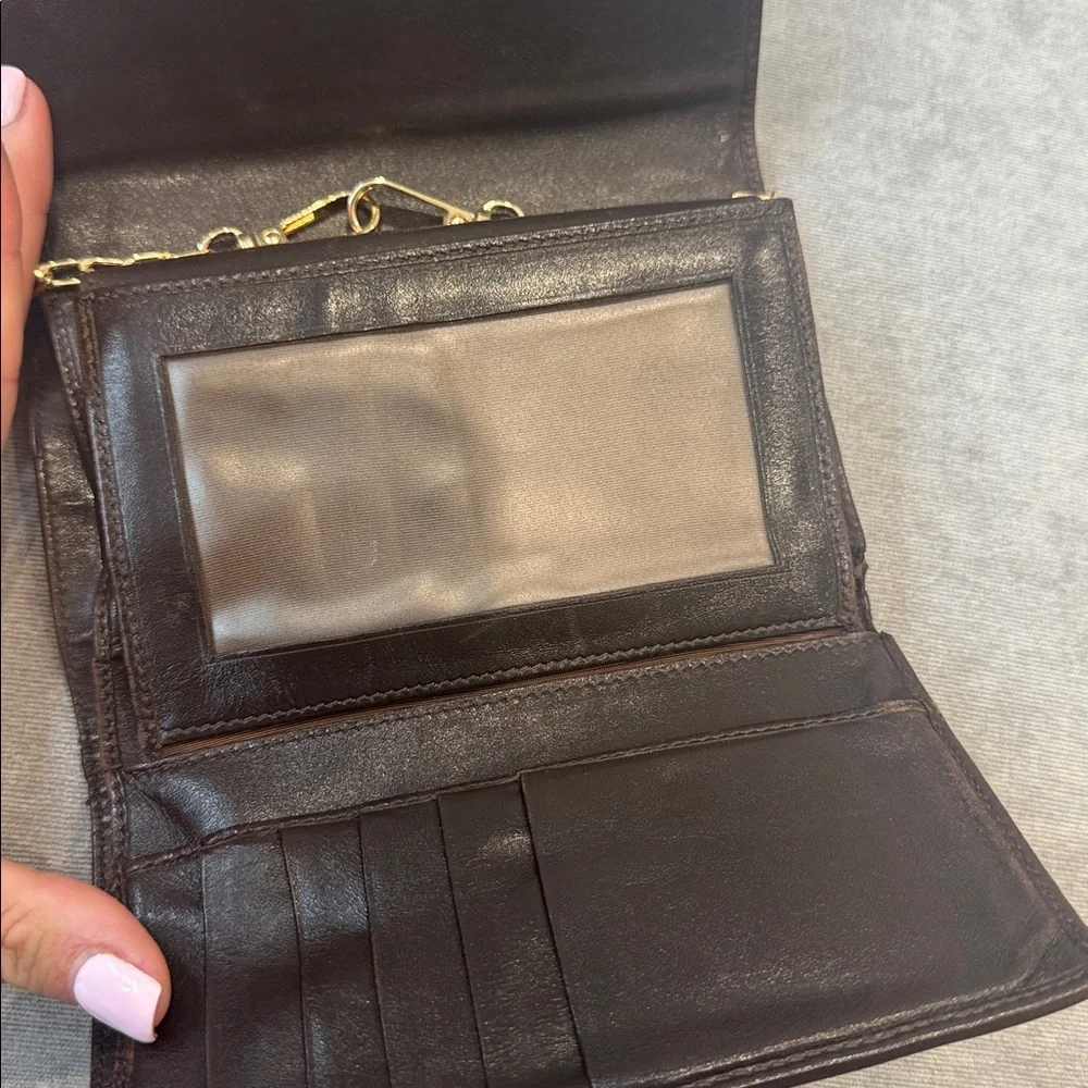 Fendi Black and Brown Monogram Clutch Bag with Gold Chain - Picture 5 of 15